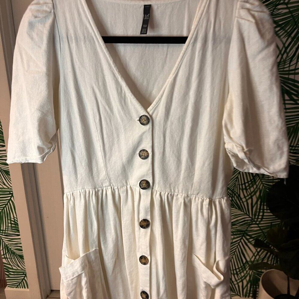 Zara Ivory Midi Dress Cottagecore Sz M - Picture 3 of 10